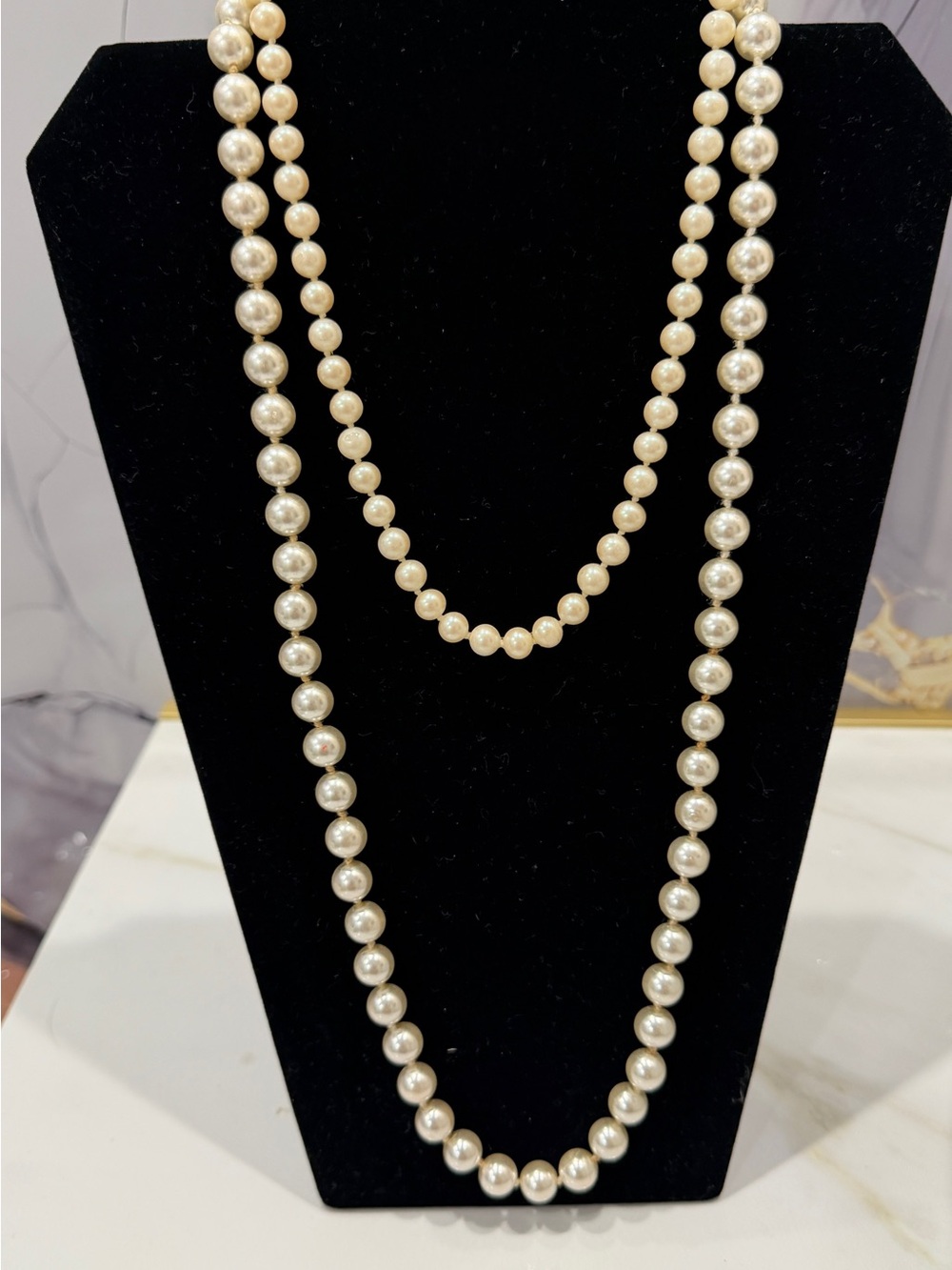 Vintage Pearl Necklace Set with Silver & Pink Luster